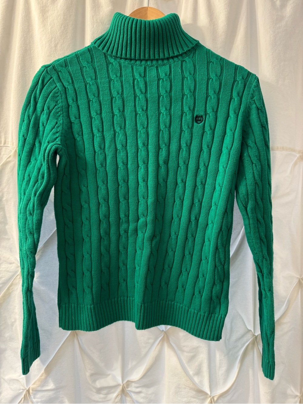 Chaps Emerald Green Cable-Knit Turtleneck Sweater, Size Small